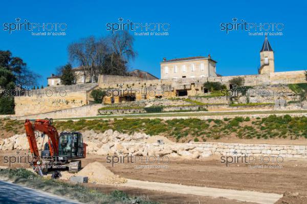 GIRONDE (33), SAINT-EMILION, CHANTIER DE TERRASSEMENT ET DE PREPARATION DE SOL AVANT LA PLANTATION DE LA VIGNE, NEGOCE BORDELAIS JEAN-PIERRE MOUEIX, CLOS LA MADELEINE, CRU CLASSE DE SAINT-EMILION, VIGNOBLE DU BORDELAIS // FRANCE, GIRONDE (33), SAINT-EMILION, EARTHWORKING AND SOIL PREPARATION SITE BEFORE VINE PLANTING, NEGOCE BORDELAIS JEAN-PIERRE MOUEIX, CLOS LA MADELEINE, CRU CLASSE DE SAINT-EMILION,, BORDEAUX VINEYARD (JBN_0958.jpg)