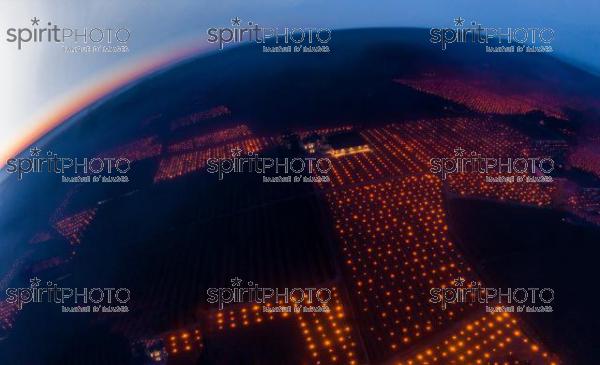 Aerial view, Candles burning in vineyard during sub-zero temperatures of 7 April 2021. Pomerol. Gironde, France. [Pomerol / Bordeaux] (PANO0001-Panorama-2.jpg)